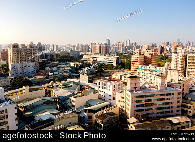 Taichung, Taiwan - December 27th, 2019: cityscape of Taichung city with skyscrapers and buildings at Taichung City, Taiwan, Asia