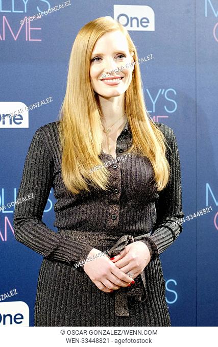 Jessica Chastain attending a photocall for her film 'Molly's Game' at the Hotel Ritz in Madrid, Spain. Featuring: Jessica Chastain Where: Madrid