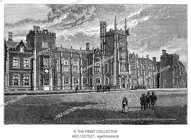 Queen's College, Belfast, 1900. The university was originally part of Queen's University of Ireland, created in 1845. Illustration from The life and times of...