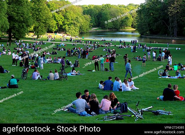 Illustration shows people enjoying the parc as there was no big gathering in the Bois de La Cambre - Ter Kamerenbos, in Brussels, Saturday 29 May 2021