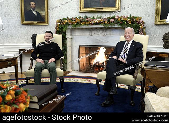 United States President Joe Biden meets with President Volodymyr Zelenskyy of Ukraine in the Oval Office of the White House in Washington, DC on December 12