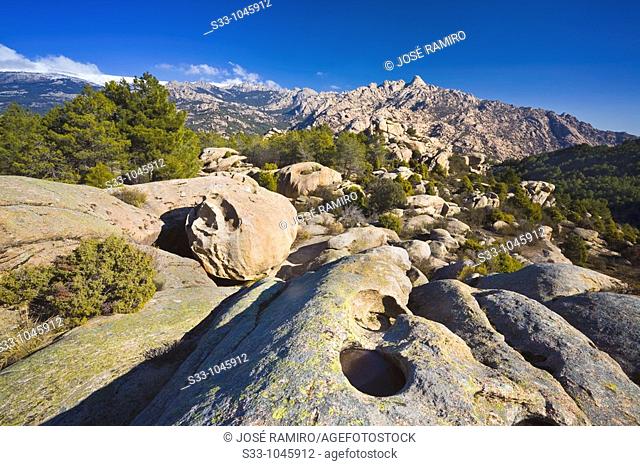 Risco del Yelmo desde el cerro de la Higuera  Parque Regional de la Cuenca Alta del Manzanares  Manzanares el Real  Madrid  España