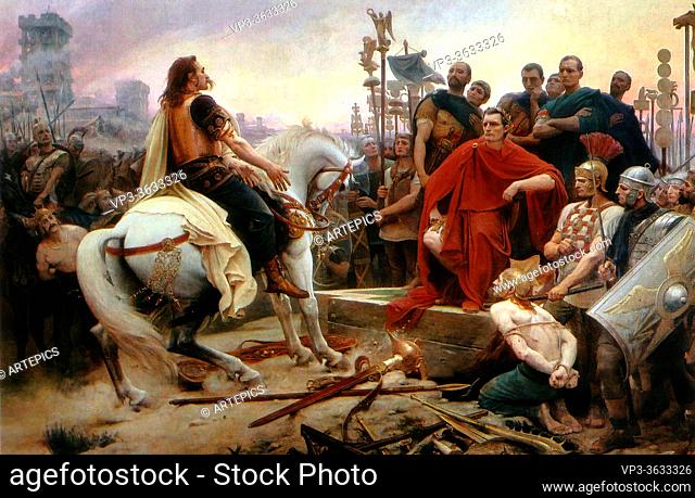 Royer Lionel Noel - Vercingetorix Throws down His Arms at the Feet of Julius Caesar - French School - 19th and Early 20th Century