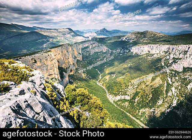 Beautiful amazing landscape of the Gorges Du Verdon in south-eastern France. Provence-Alpes-Cote d'Azur