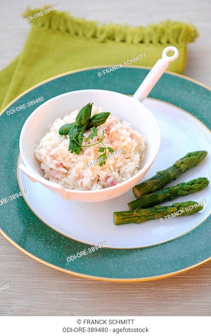 Monkfish and asparagus risotto