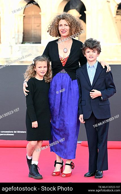 Ginevra Elkann, Marella, Pietro attends the 'Fast X' film premiere, the tenth film in the Fast & Furious Saga, at Colosseum in Rome, Italy, May 12, 2023