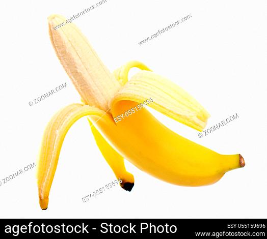 Close up of fresh banana over white background