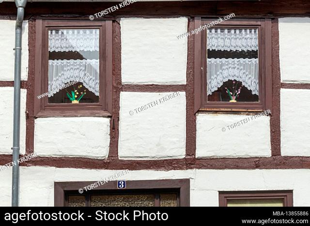 Window on an old half-timbered house in the Fischerviertel, Verden, Lower Saxony, Germany, Europe