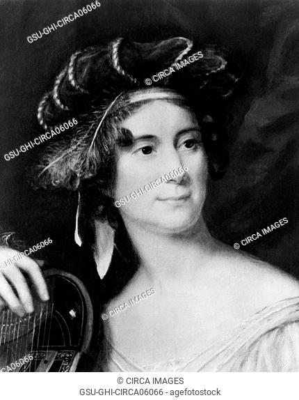 Louisa Catherine Johnson Adams (1775-1852), Wife of U.S President John Quincy Adams, Head and Shoulders Portrait from Original Painting by Charles Bird King