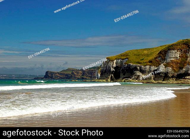 The beach is just off the Causeway Coastal Route and has a stunning natural coastal location with the white rock limestone cliffs stretching from Curran Beach...