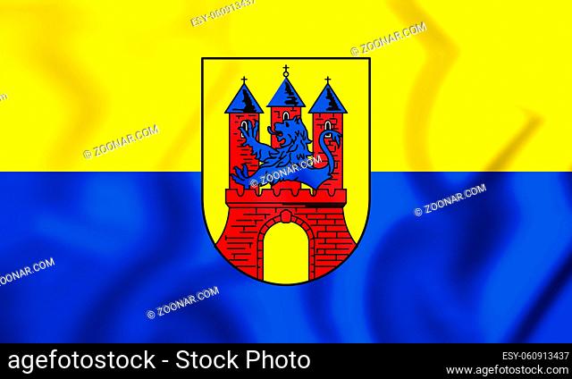 3D Flag of Soltau (Lower Saxony), Germany. 3D Illustration