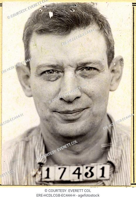 The Birdman of Alcatraz. Mugshot of Robert Stroud from his Leavenworth Penitentiary file record card. ca. 1940-1942