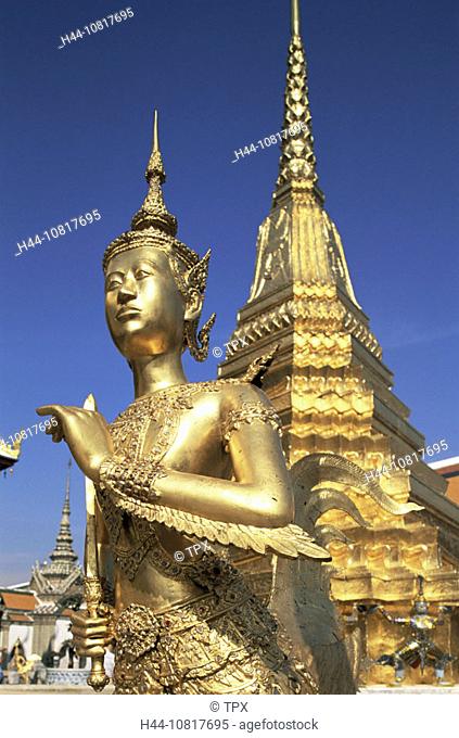 Asia, Thailand, Bangkok, Wat Phra Kaeo, Wat Phra Kaew, Grand Palace, Statues, Kinnari Figure, Kinnari, Thai Temple, Te