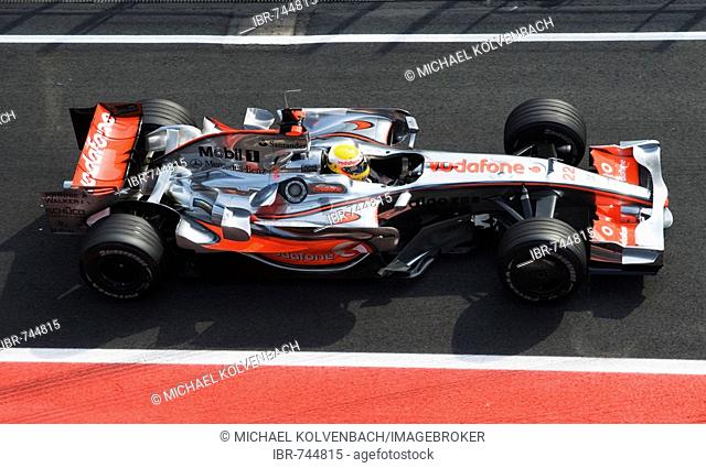 Lewis HAMILTON (GB) driving a McLaren Mercedes MP4-23 race car during a Formula 1 test run at the Circuit de Catalunya racetrack near Barcelona, Spain