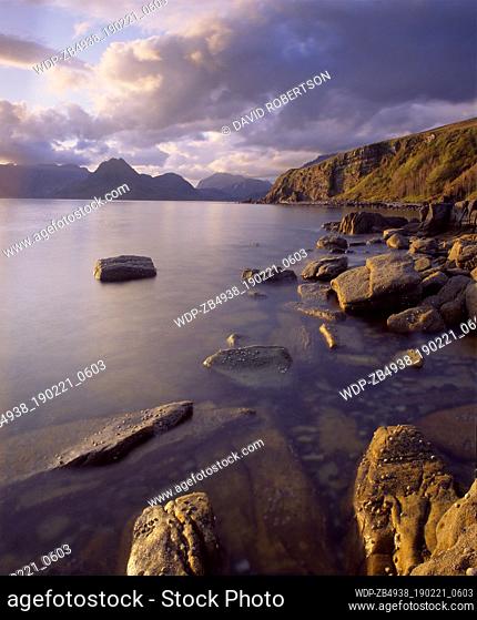Scotland, Highland, Isle of Skye, Elgol. View across Loch Scavaig to Sgurr na Stri and the Black Cuillin