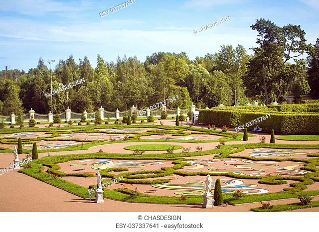 Lower garden of the Palace and Park ensemble of Oranienbaum in Lomonosov