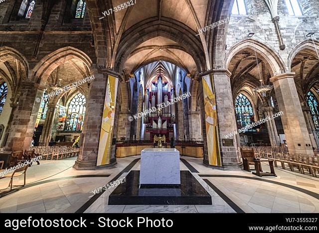 Pipe organ in St Giles Cathedral also called High Kirk of Edinburgh in Edinburgh, the capital of Scotland, part of United Kingdom
