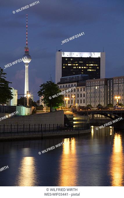 Germany, Berlin, view to lighted television tower