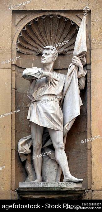 Statue of Michele Di Lando, leader of the Revolt of the Ciompi, Loggia del Mercato in Florence, Italy