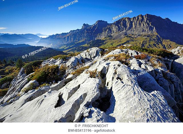 karst landscape at the Pragelpass, Switzerland, Berner Alpen