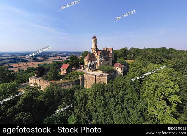 Altenburg, medieval hilltop castle at 400m, landmark of Bamberg, first documented in 1109, aerial view, Bamberg, Steigerwaldhöhe, Upper Franconia, Franconia