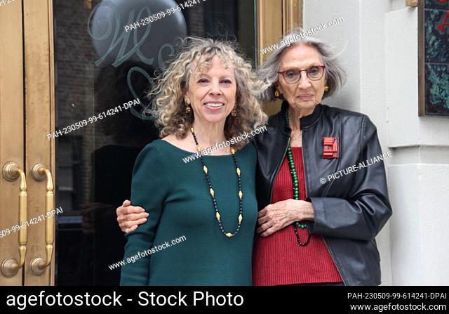 18 April 2023, USA, New York: Hotel owner Judy Paul (l) and her mother Rita Paul, the hotel's founder, stand outside the Washington Square Hotel