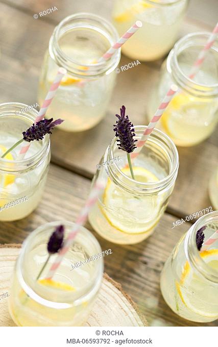 Mason Jar, top view, lemonade, lavender