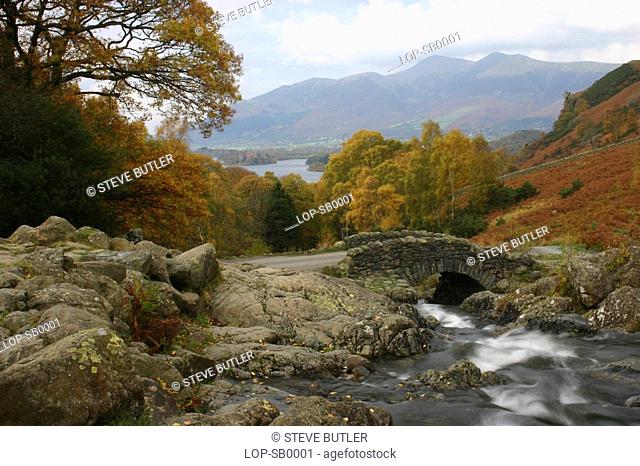 England, Cumbria, Ashness, Ashness Bridge in Autumn