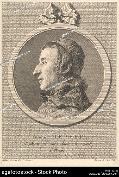 Le Seur, Professeur de Mathématiques ó la Sapience, a Rome. Artist: After Charles Nicolas Cochin II (French, Paris 1715-1790 Paris); Date: 1750; Medium:...