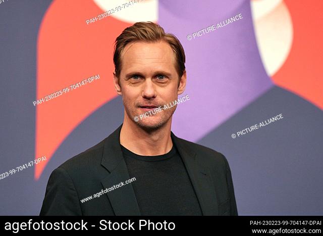 22 February 2023, Berlin: Actor Alexander Skarsgard at the press conference for the film ""Infinity Pool"", which runs in the Berlinale Special section of the...