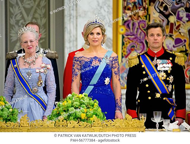 Dutch Royal couple attends a state banquet hosted by the Royal Family of Denmak at Christiansborg Palace in Copenhagen, Denmark, 17 March 2015