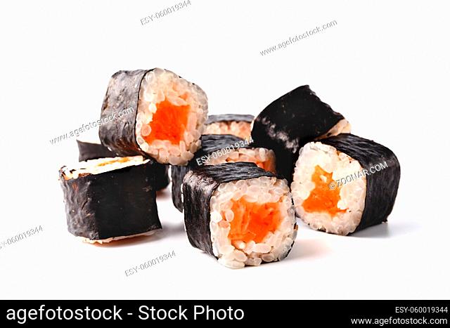 Japan sushi rolls isolated on white background