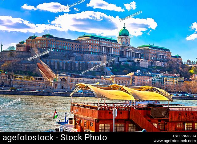 Budapest Danube river historic waterfront architecture springtime view, capital of Hungary