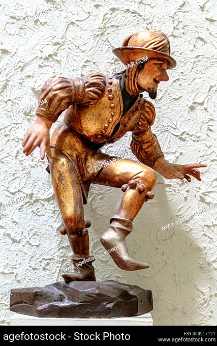 Moreska dancer wood ancient doll created by Erasmus Grasser in 1503 for Munich town hall