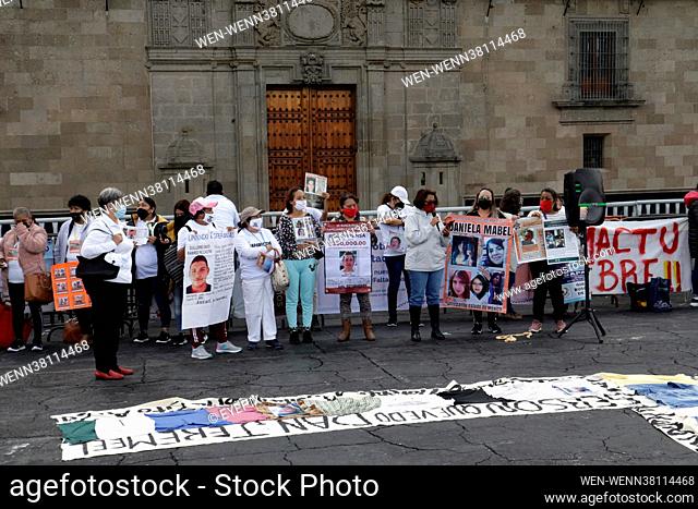Activists and relatives of victims take part in a protest to condemn the inaction of the government of President Andrés Manuel López Obrador to locate and...