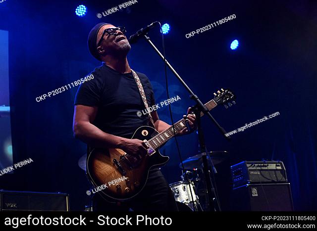 Guitarist Pascal Danae of Caribbean Delgres trio performed on the third and final day of the 27th Blues Alive International Music Festival Blues Alive in House...