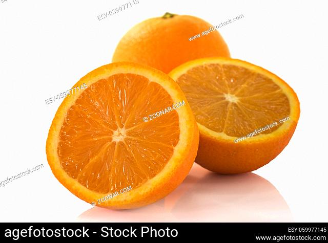 macro form orange fruit isolate on white