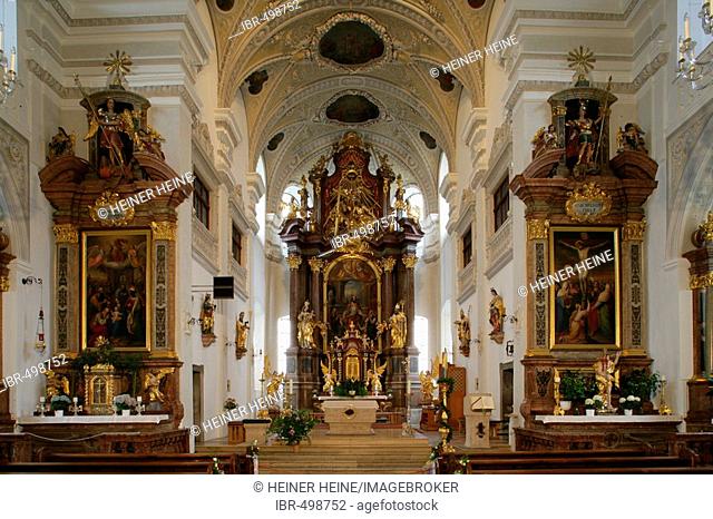 High altar of city parish church St Oswald, Traunstein, Upper Bavaria, Germany