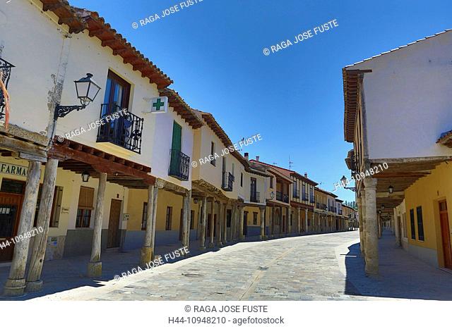 Ampudia, Castilla, Castile, Leon, Palencia, Province, architecture, columns, historical, landscape, old, pueblo, Spain, Europe, street, traditional, wood