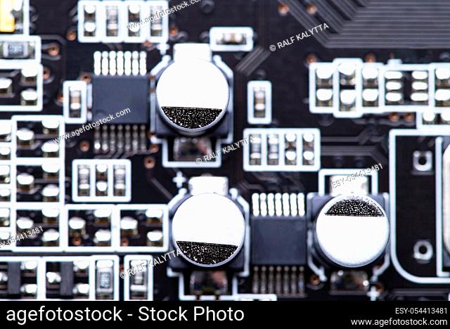 Image shows a electronic board from above in a detailed view