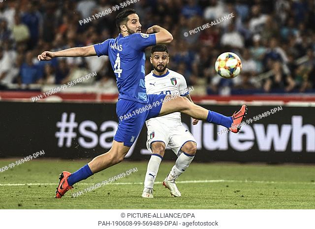 08 June 2019, Greece, Athen: Soccer: European Championship qualification, Greece - Italy group stage, Group J, 3rd matchday in OAKA stadium