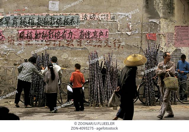 Der Markt bei Yangshou nahe der Stadt Guilin in der Provinz Guangxi in Sued China in Ostasien