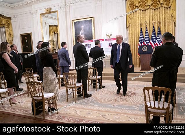 United States President Donald J. Trump departs following remarks on 'Operation Legend: Combatting Violent Crime in American Cities' in the East Room of White...