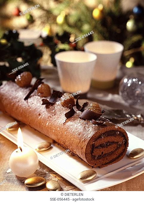 chocolate and chestnut log topic: party cooking