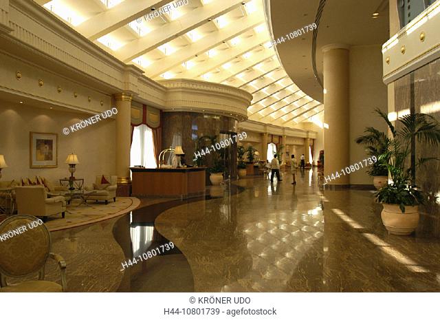 architecture, Dubai, East, entrance hall, five star hotel Le Meridien, Jumeirah Beach, oriental, tourism, United Ara