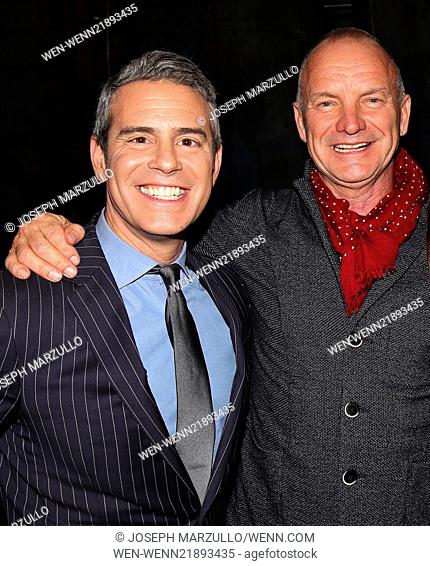 Backstage at the Broadway musical The Last Ship at the Neil Simon Theatre. Featuring: Andy Cohen, Sting, Gordon Sumner Where: New York, New York