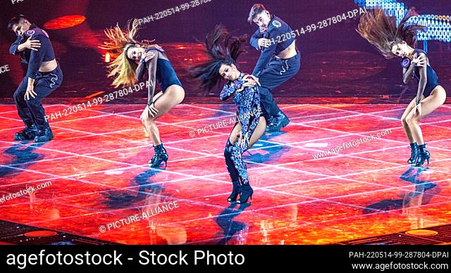 14 May 2022, Italy, Turin: Chanel from Spain with the title ""SloMo"" in the third dress rehearsal for the final of the Eurovision Song Contest (ESC) 2022