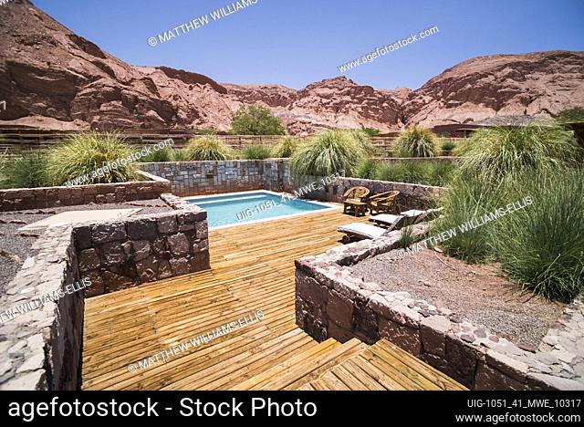 Private swimming pool area at Hotel Alto Atacama Desert Lodge and Spa, San Pedro de Atacama, Atacama Desert, Chile
