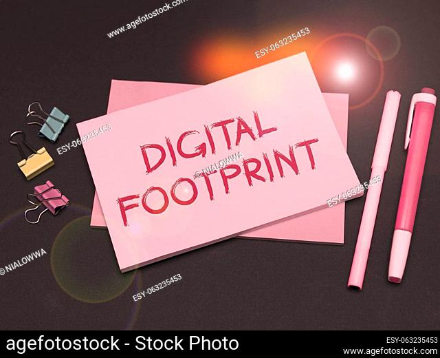 Conceptual display Digital Footprint, Business idea uses digital technology to operate the manufacturing process