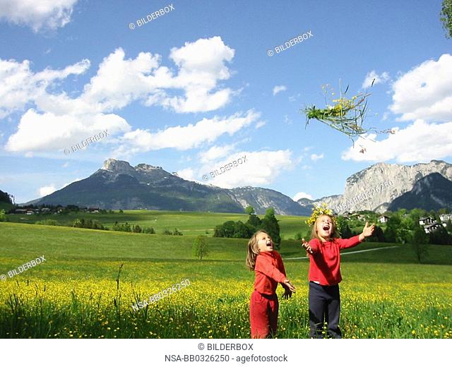 children in the open countryside